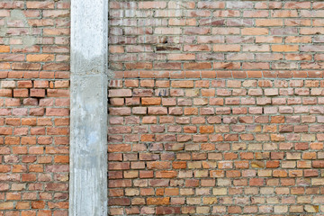  Old brick wall with concrete pillar - Brick texture