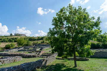 Ruins of a Roman city immersed in the Italian countryside