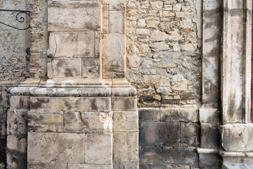 Detail of side of a stone church - Decorative detail of an ancient church
