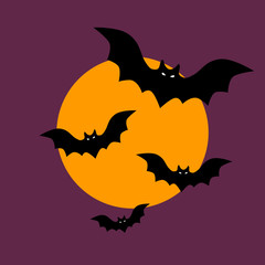 halloween background with bats and moon