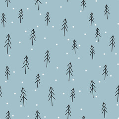 Seamless pattern with Christmas tree for winter holidays design. Happy New Year vector minimal background