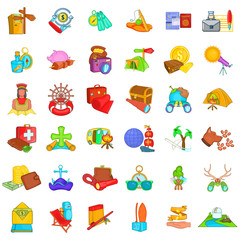 Fototapeta premium Wild vacation icons set. Cartoon set of 36 wild vacation vector icons for web isolated on white background