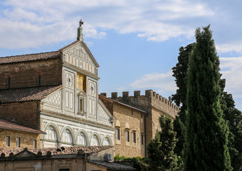 Fototapeta na wymiar Abbazia di San Miniato al Monte. A beautifully decorated Romanesque Basilica Church in the Italian city of Florence dating to the 11th Century