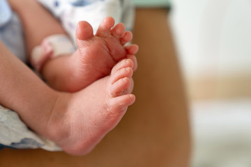 Stopy noworodka. Pierwsze chwile na świecie.  - obrazy, fototapety, plakaty