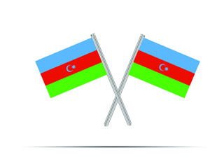 Azerbaijan National flag on two flagpole, isolated on background. Good for map, placement your business. original color and proportion. vector illustration,countries set.