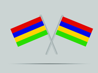 Mauritius National flag on two flagpole, isolated on background. Good for map, placement your business. original color and proportion. vector illustration,countries set.