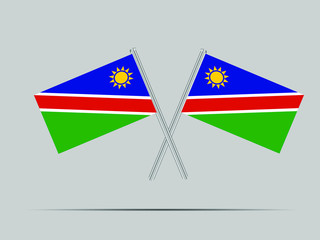Obraz premium Namibia National flag on two flagpole, isolated on background. Good for map, placement your business. original color and proportion. vector illustration,countries set.