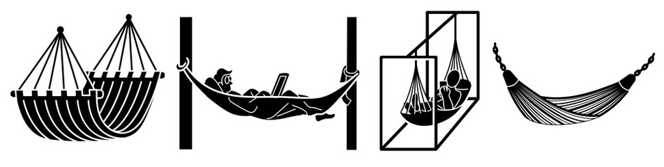 Hammock icons set. Simple set of hammock vector icons for web design on white background