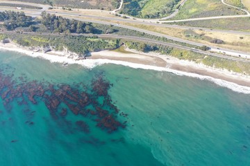 Aerial Drone Footage of Pacific Ocean Southern California Coastline PCH