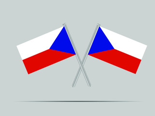 Czhech Republic  National flag on two flagpole, isolated on background. Good for map, placement your business. original color and proportion. vector illustration,countries set.