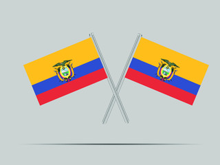 Ecuador National flag on two flagpole, isolated on background. Good for map, placement your business. original color and proportion. vector illustration,countries set.
