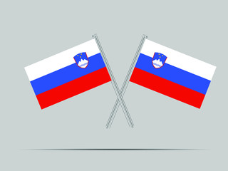 Slovenia National flag on two flagpole, isolated on background. Good for map, placement your business. original color and proportion. vector illustration,countries set.