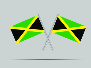 Jamaica National flag on two flagpole, isolated on background. Good for map, placement your business. original color and proportion. vector illustration,countries set.