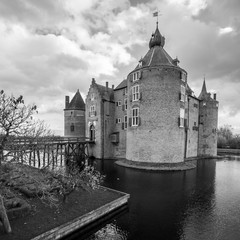 Dramatic Black and White of a Medieval Castle in Europe