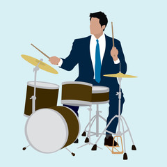 Fototapeta premium Drummer Performing in a Suit