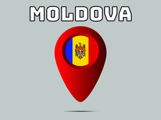 Moldova National flag,  geolocation, geotag pin, element. Good for map, place, placement your business. original color and proportion. vector illustration,countries set.