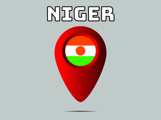 Niger National flag,  geolocation, geotag pin, element. Good for map, place, placement your business. original color and proportion. vector illustration,countries set.