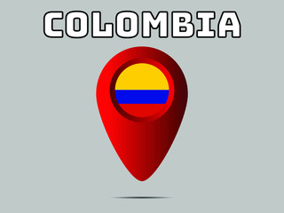 Colombia National flag,  geolocation, geotag pin, element. Good for map, place, placement your business. original color and proportion. vector illustration,countries set.