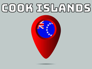 Cook Islands National flag,  geolocation, geotag pin, element. Good for map, place, placement your business. original color and proportion. vector illustration,countries set.