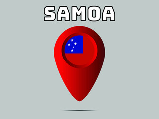 Samoa National flag,  geolocation, geotag pin, element. Good for map, place, placement your business. original color and proportion. vector illustration,countries set.