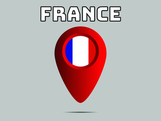 France National flag,  geolocation, geotag pin, element. Good for map, place, placement your business. original color and proportion. vector illustration,countries set.