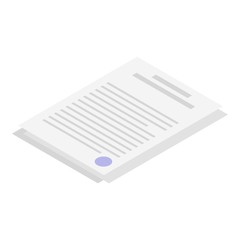 Paper documents icon. Isometric of paper documents vector icon for web design isolated on white background