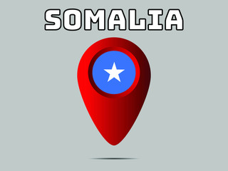 Somalia National flag,  geolocation, geotag pin, element. Good for map, place, placement your business. original color and proportion. vector illustration,countries set.