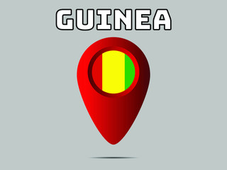 Guinea National flag,  geolocation, geotag pin, element. Good for map, place, placement your business. original color and proportion. vector illustration,countries set.