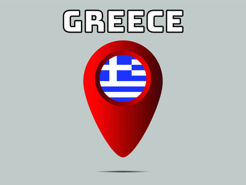 Greece National flag,  geolocation, geotag pin, element. Good for map, place, placement your business. original color and proportion. vector illustration,countries set.