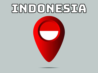  Indonesia National flag,  geolocation, geotag pin, element. Good for map, place, placement your business. original color and proportion. vector illustration,countries set.