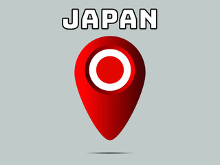 Japan National flag,  geolocation, geotag pin, element. Good for map, place, placement your business. original color and proportion. vector illustration,countries set.