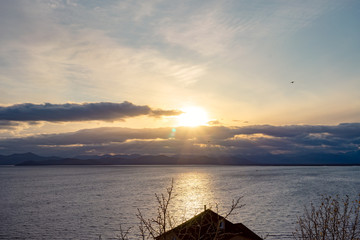 Sunset over the Avacha Bay. Petropavlovsk-Kamchatsky