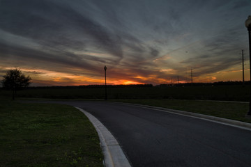Moody clouds at sunset