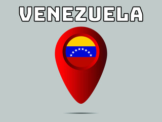 Obraz premium Venezuela National flag, geolocation, geotag pin, element. Good for map, place, placement your business. original color and proportion. vector illustration,countries set.