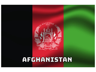 Afghanistan Waving national flag with name of country, for background. original colors and proportion. Vector illustration symbol and element, from countries set