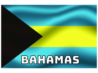 Bahamas Waving national flag with name of country, for background. original colors and proportion. Vector illustration symbol and element, from countries set