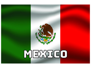Fototapeta premium Mexico Waving national flag with name of country, for background. original colors and proportion. Vector illustration symbol and element, from countries set