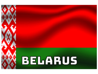 Belarus Waving national flag with name of country, for background. original colors and proportion. Vector illustration symbol and element, from countries set