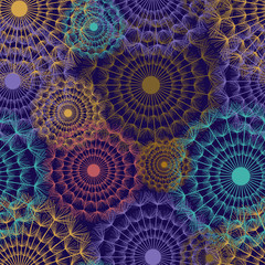 Vibrant seamless pattern with flowers dandelions