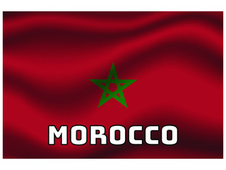  Morocco Waving national flag with name of country, for background. original colors and proportion. Vector illustration symbol and element, from countries set