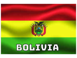Bolivia Waving national flag with name of country, for background. original colors and proportion. Vector illustration symbol and element, from countries set