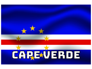 Cape Verde Waving national flag with name of country, for background. original colors and proportion. Vector illustration symbol and element, from countries set