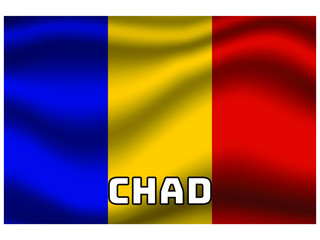 Chad Waving national flag with name of country, for background. original colors and proportion. Vector illustration symbol and element, from countries set