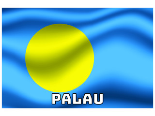 Palau Waving national flag with name of country, for background. original colors and proportion. Vector illustration symbol and element, from countries set