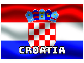 Naklejka premium Croatia Waving national flag with name of country, for background. original colors and proportion. Vector illustration symbol and element, from countries set