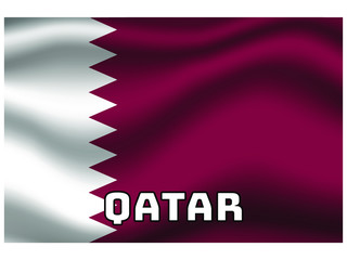 Qatar Waving national flag with name of country, for background. original colors and proportion. Vector illustration symbol and element, from countries set