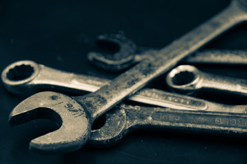 wrench on black background