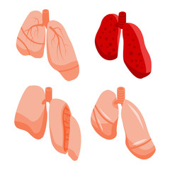 Lung icons set. Isometric set of lung vector icons for web design isolated on white background