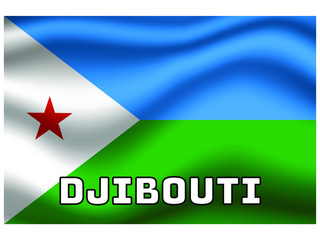 Djibouti Waving national flag with name of country, for background. original colors and proportion. Vector illustration symbol and element, from countries set