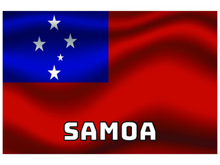 Samoa Waving national flag with name of country, for background. original colors and proportion. Vector illustration symbol and element, from countries set